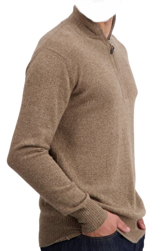 Balldiri 100% Kaschmir Herren Troyer 2 - fädig - naturbraun - Balldiri
