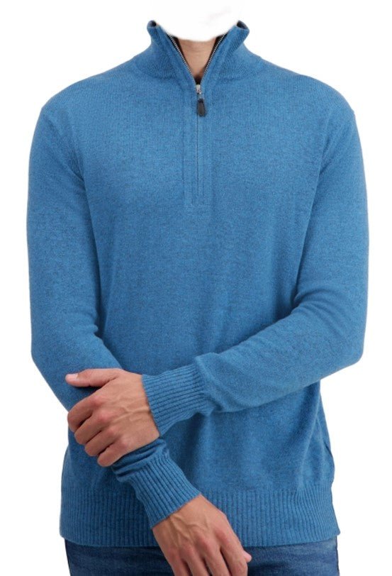 Balldiri 100% Kaschmir Herren Troyer 2 - fädig - manor blau - Balldiri