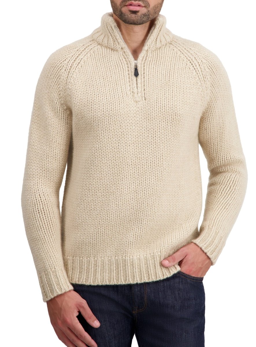 Balldiri 100% Kaschmir Herren Troyer 28 - fädig - natur beige - Balldiri