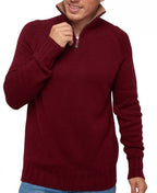 Balldiri 100% Kaschmir Herren Troyer Kontrastkragen 8 - fädig - bordeaux/camel - Balldiri