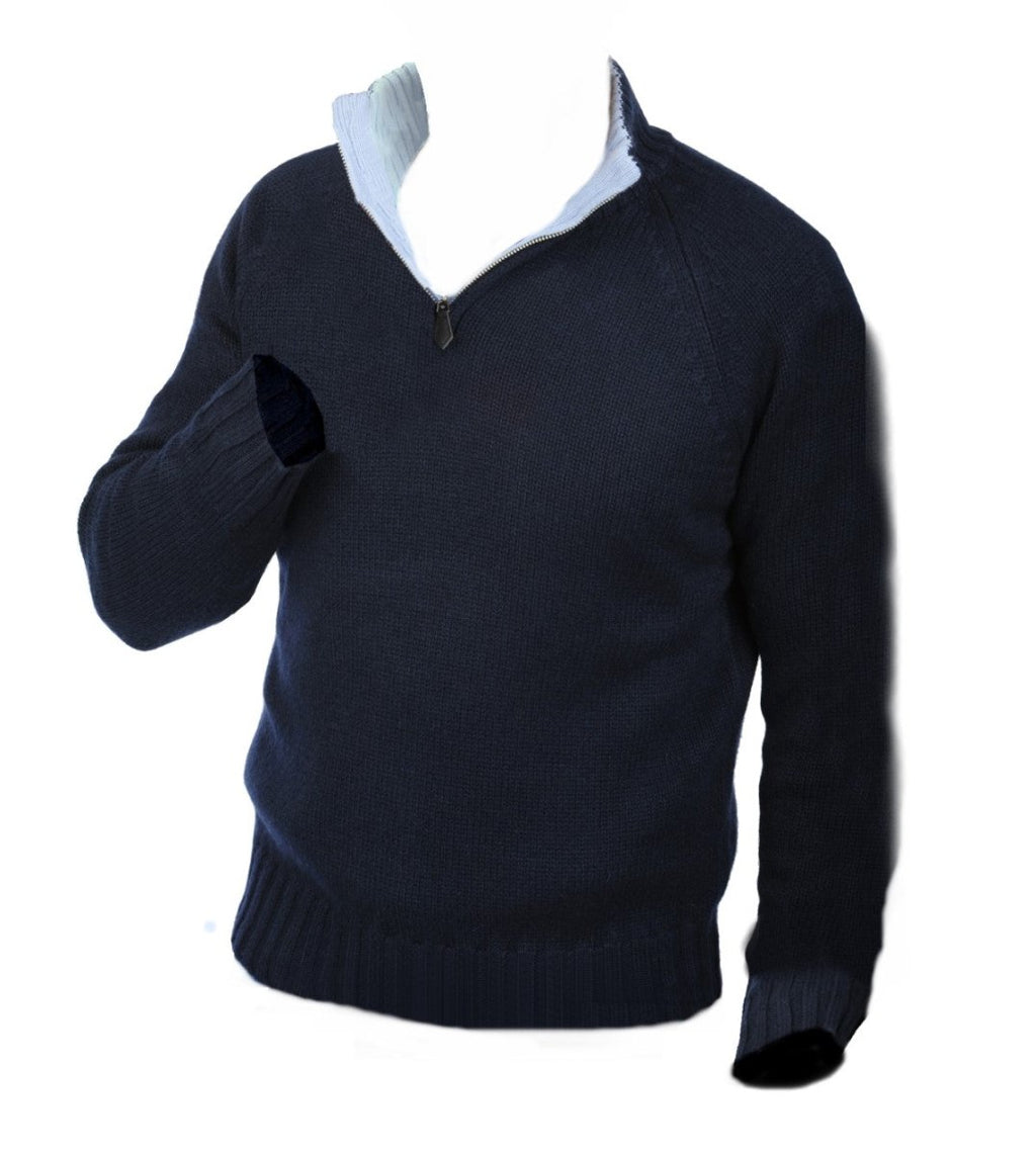 Balldiri 100% Kaschmir Herren Troyer Kontrastkragen 8 - fädig - graubraun/anthrazit - Balldiri