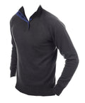 Balldiri 100% Kaschmir Herren Troyer mit Knöpfe 2 - fädig anthra/blau 2XL - Balldiri