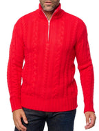 Balldiri 100% Kaschmir Herren Troyer Zopfmuster 10 - fädig - rouge - Balldiri