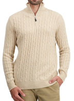 Balldiri 100% Kaschmir Herren Troyer Zopfmuster 4 - fädig - beige - Balldiri
