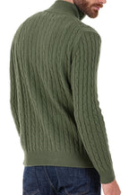 Balldiri 100% Kaschmir Herren Troyer Zopfmuster 4 - fädig - khaki - Balldiri