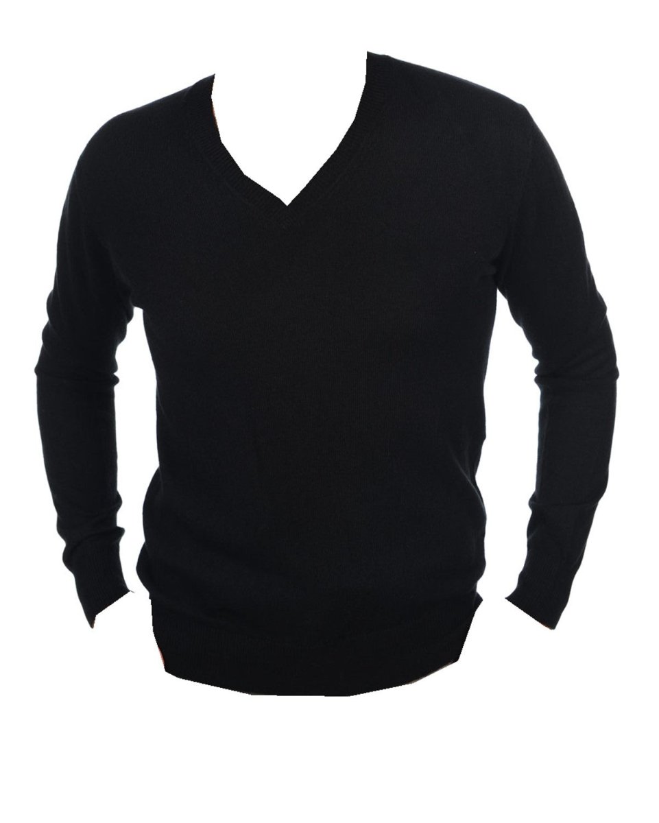 Balldiri 100% Kaschmir Herren V - Pullover 2 - fädig - Schwarz - Balldiri