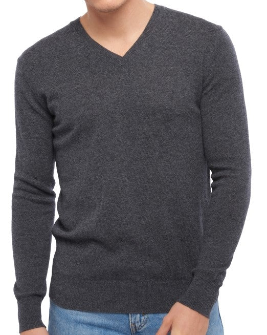 Balldiri 100% Kaschmir Herren V - Pullover 2 - fädig - anthrazit meliert - Balldiri