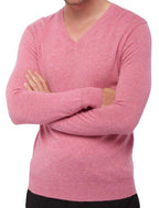 Balldiri 100% Kaschmir Herren V - Pullover 2 - fädig - Rosa - Balldiri