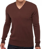 Balldiri 100% Kaschmir Herren V - Pullover 2 - fädig - schokobraun - Balldiri