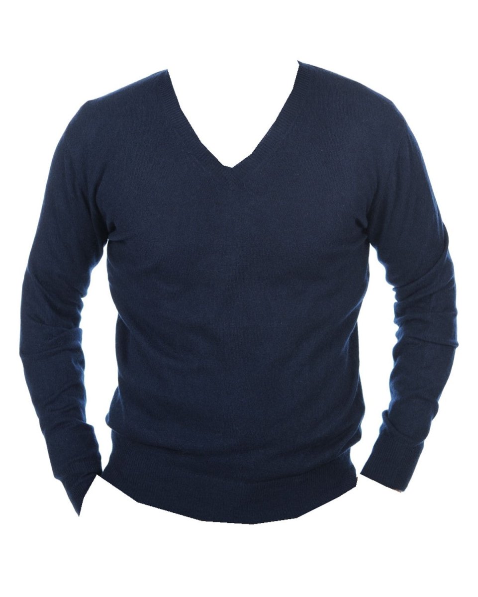 Balldiri 100% Kaschmir Herren V - Pullover 2 - fädig - nachtblau - Balldiri