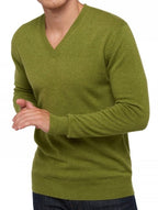 Balldiri 100% Kaschmir Herren V - Pullover 2 - fädig - sommergrün - Balldiri