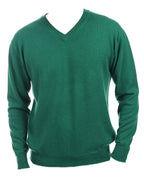 Balldiri 100% Kaschmir Herren V - Pullover 2 - fädig - Hochwertiger Kaschmir Herren Pullover - englischgrün - Balldiri