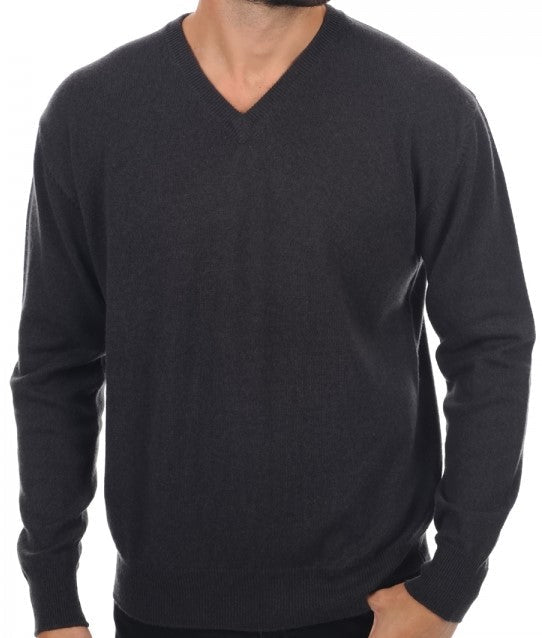Balldiri 100% Kaschmir Herren V - Pullover 2 - fädig - Hochwertiger Kaschmir Herren Pullover - anthrazit - Balldiri