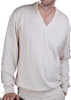 Balldiri 100% Kaschmir Herren V - Pullover 2 - fädig - Hochwertiger Kaschmir Herren Pullover - ecru - Balldiri
