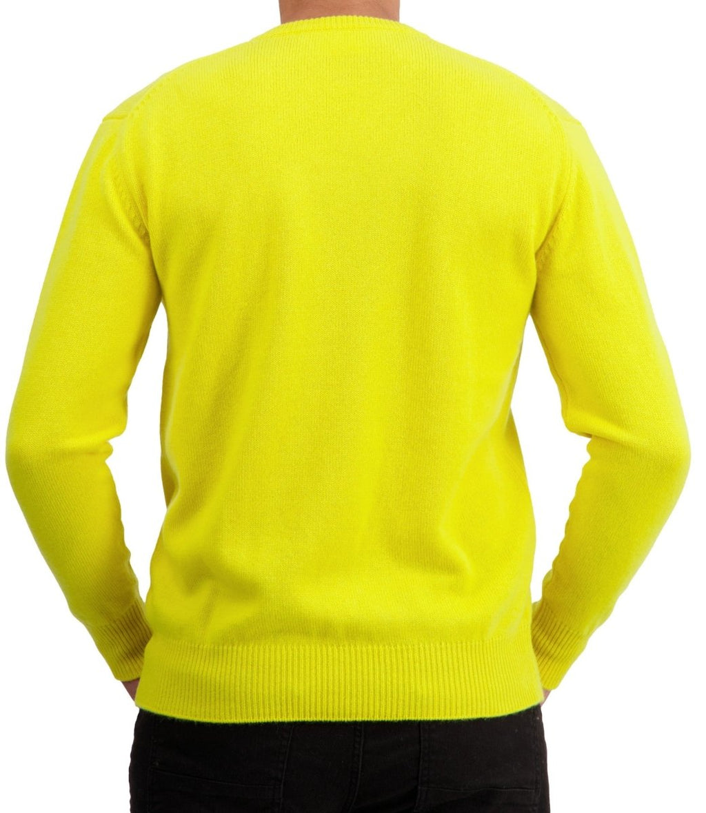 Balldiri 100% Kaschmir Herren V - Pullover 4 - fädig - zitronengelb - Balldiri