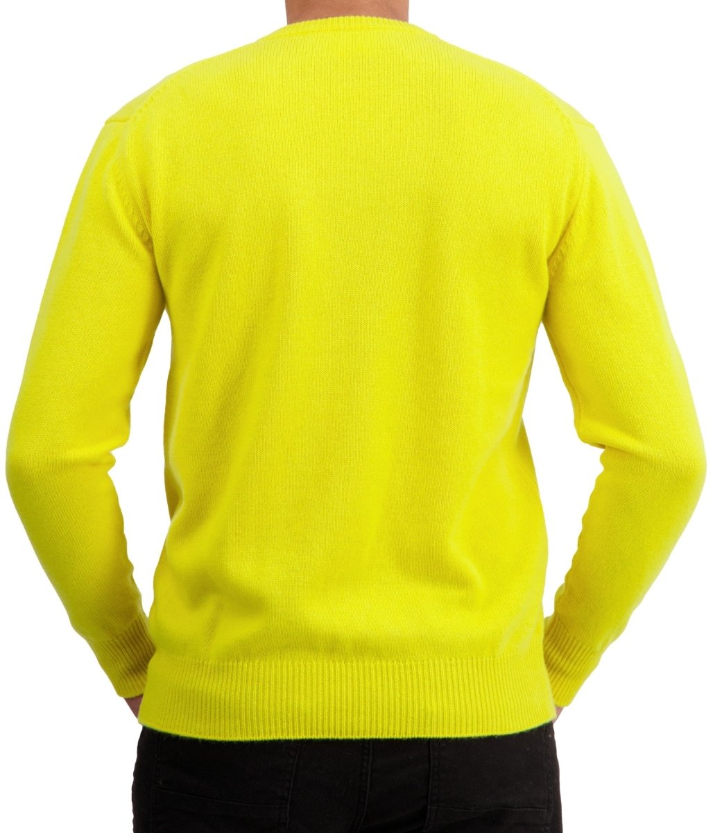 Balldiri 100% Kaschmir Herren V - Pullover 4 - fädig - zitronengelb - Balldiri