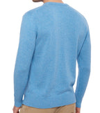 Balldiri 100% Kaschmir Herren V - Pullover 4 - fädig - azurblau meliert - Balldiri