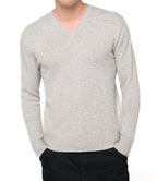 Balldiri 100% Kaschmir Herren V - Pullover 4 - fädig - hellgrau - Balldiri