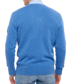 Balldiri 100% Kaschmir Herren V - Pullover 4 - fädig - blau meliert - Balldiri