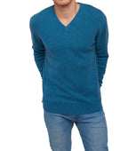 Balldiri 100% Kaschmir Herren V - Pullover 4 - fädig - manor blau - Balldiri