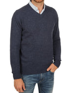 Balldiri 100% Kaschmir Herren V - Pullover 4 - fädig - indigo - Balldiri