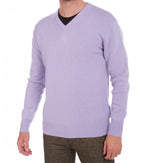 Balldiri 100% Kaschmir Herren V - Pullover 4 - fädig - lavendel - Balldiri