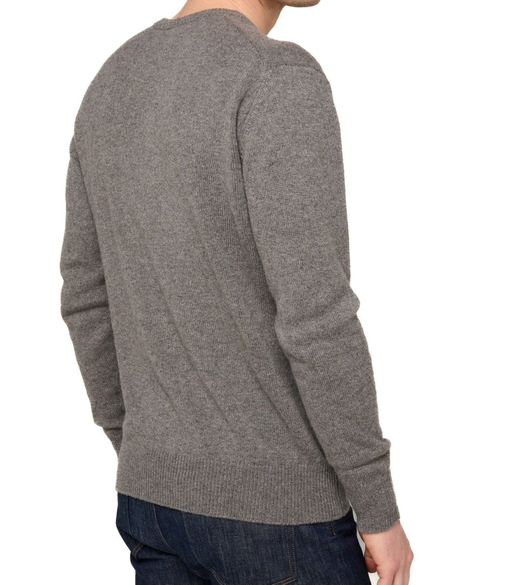 Balldiri 100% Kaschmir Herren V - Pullover 4 - fädig - graubraun meliert - Balldiri