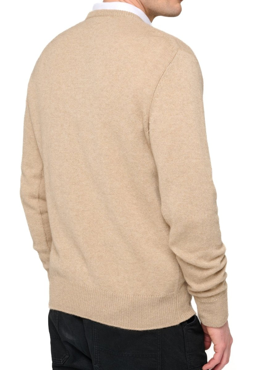 Balldiri 100% Kaschmir Herren V - Pullover 4 - fädig - natural stein - Balldiri