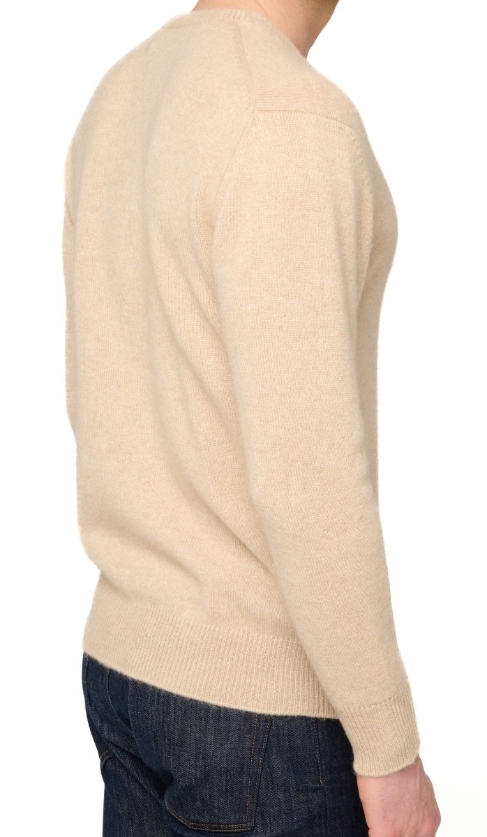 Balldiri 100% Kaschmir Herren V - Pullover 4 - fädig - beige - Balldiri