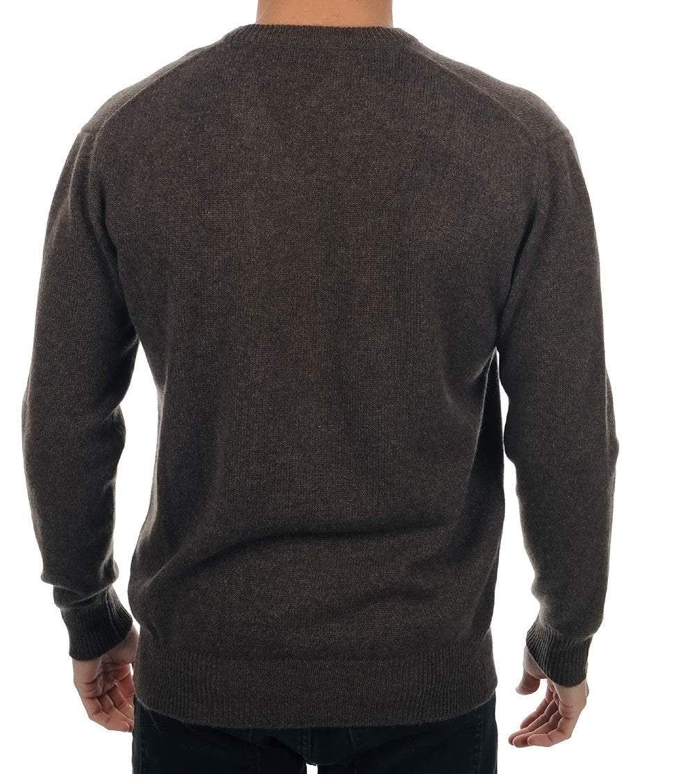 Balldiri 100% Kaschmir Herren V - Pullover 4 - fädig - braun meliert - Balldiri
