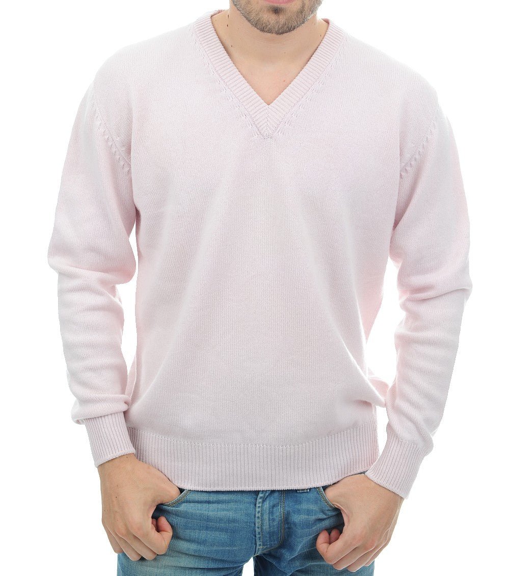Balldiri 100% Kaschmir Herren V - Pullover 4 - fädig - zartrosa - Balldiri