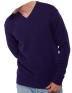 Balldiri 100% Kaschmir Herren V - Pullover 4 - fädig - deep purple - Balldiri
