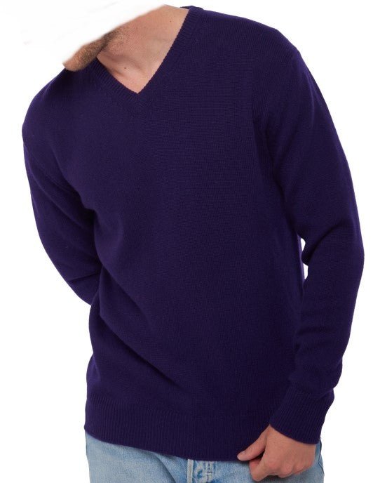 Balldiri 100% Kaschmir Herren V - Pullover 4 - fädig - deep purple - Balldiri