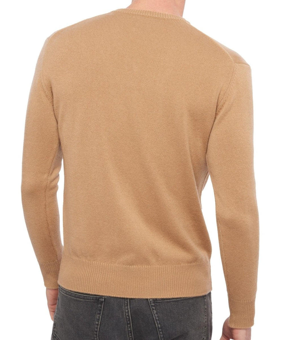 Balldiri 100% Kaschmir Herren V - Pullover 4 - fädig - camel - Balldiri