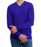 Balldiri 100% Kaschmir Herren V - Pullover 4 - fädig - violett - Balldiri