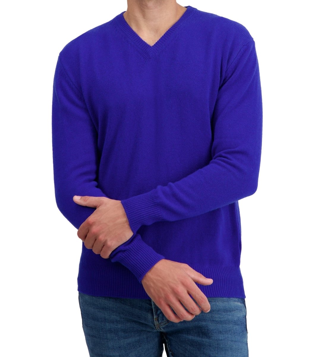 Balldiri 100% Kaschmir Herren V - Pullover 4 - fädig - violett - Balldiri