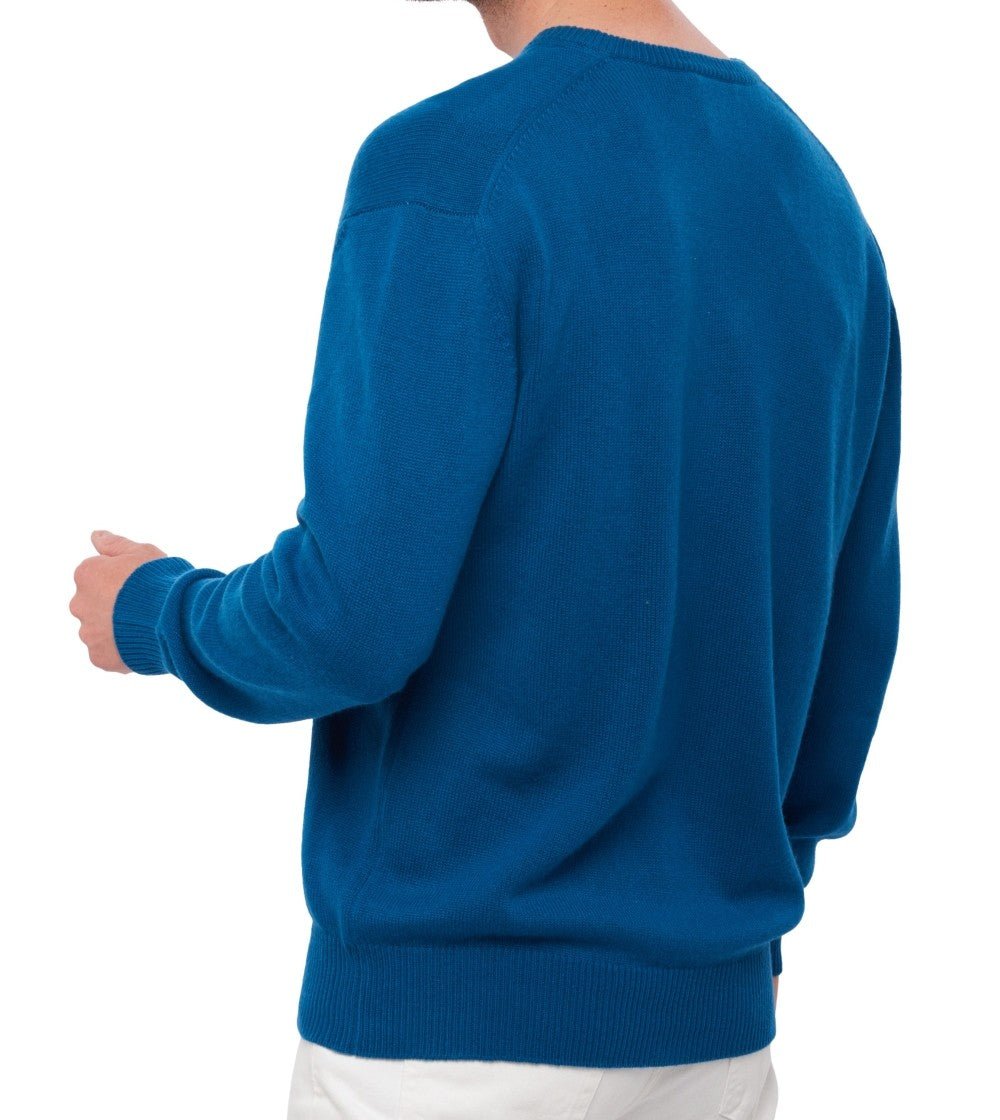 Balldiri 100% Kaschmir Herren V - Pullover 4 - fädig - leuchtendes blau - Balldiri
