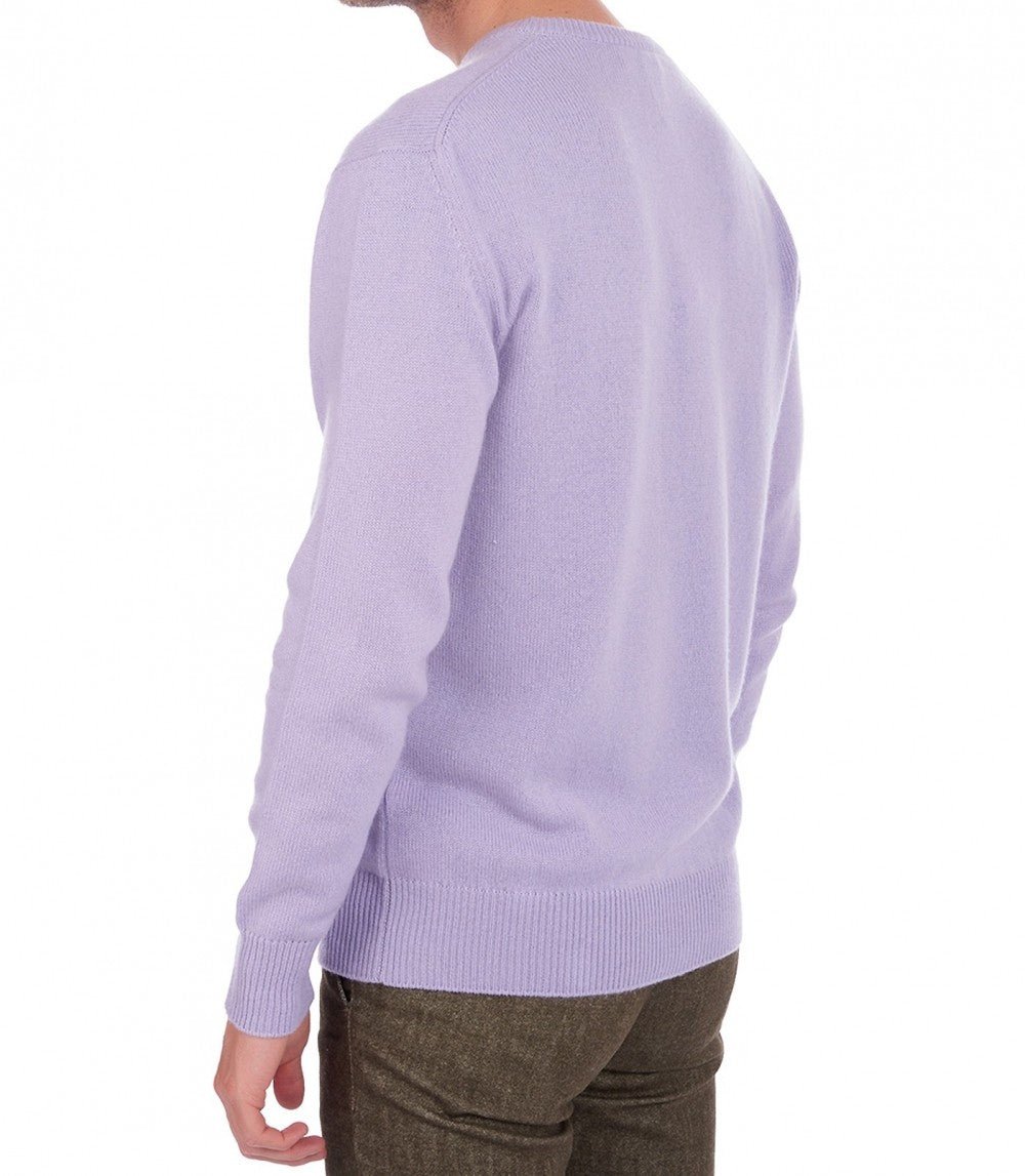 Balldiri 100% Kaschmir Herren V - Pullover 4 - fädig - lavendel - Balldiri