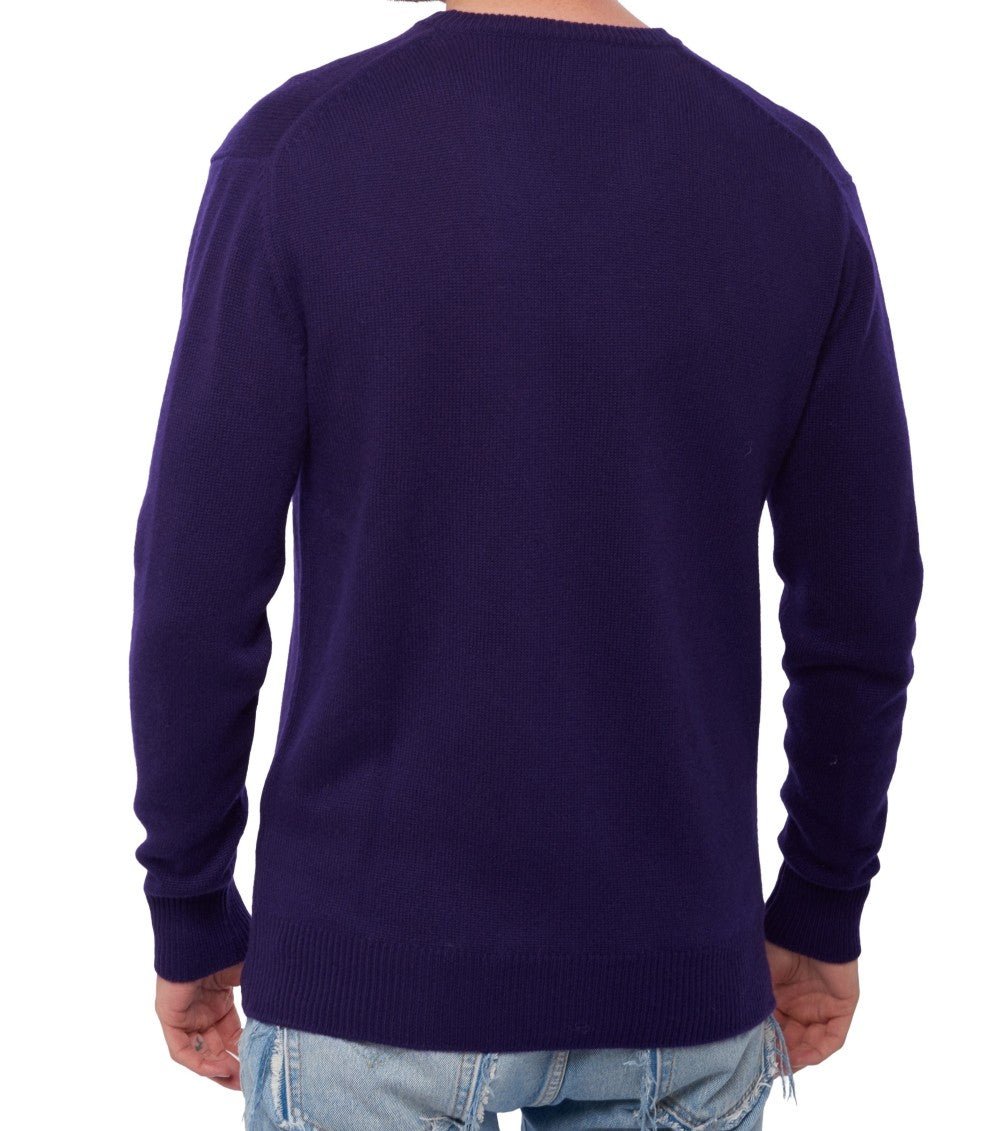 Balldiri 100% Kaschmir Herren V - Pullover 4 - fädig - deep purple - Balldiri