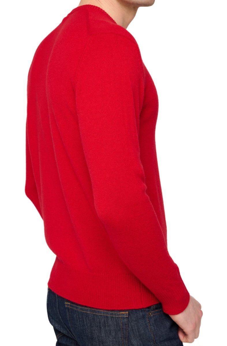Balldiri 100% Kaschmir Herren V - Pullover 4 - fädig - rot - Balldiri