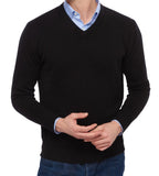 Balldiri 100% Kaschmir Herren V - Pullover 4 - fädig - schwarz - Balldiri