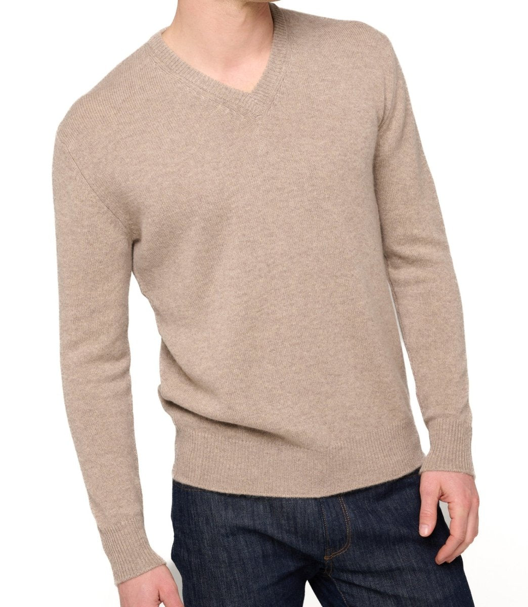 Balldiri 100% Kaschmir Herren V - Pullover 4 - fädig - natural - Balldiri