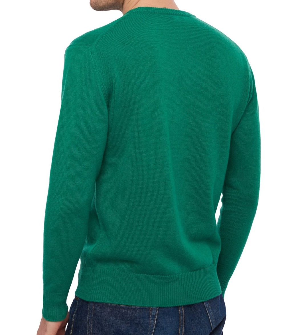 Balldiri 100% Kaschmir Herren V - Pullover 4 - fädig - englischgrün - Balldiri