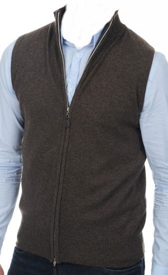 Balldiri 100% Kaschmir Herren Weste 2 - fädig braun 2XL - Kaschmir Herren Weste 2XL - Balldiri