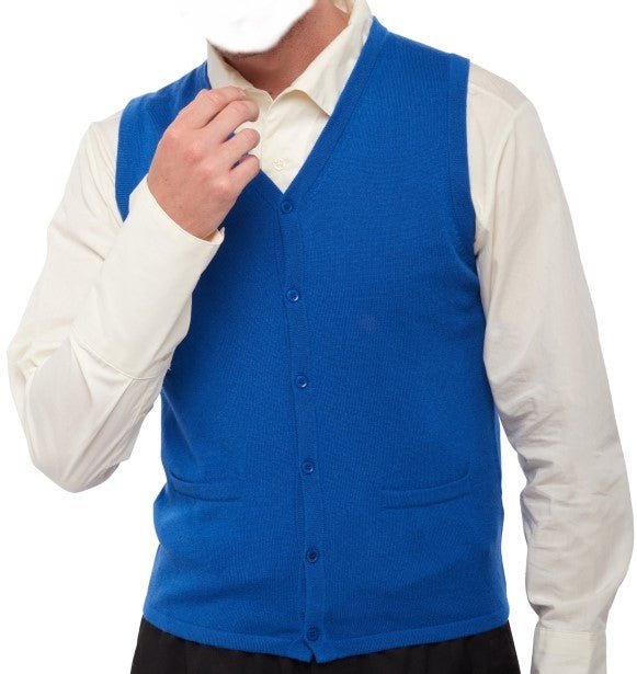 Balldiri 100% Kaschmir Herren Weste mit Knöpfe 2 - fädig - ultramarin - Balldiri