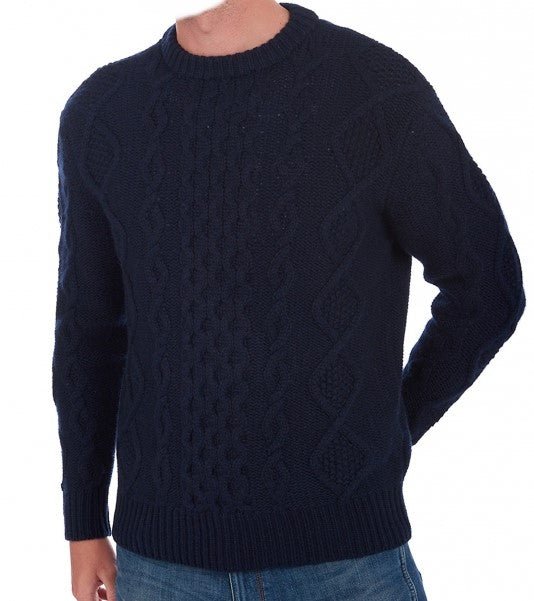 Balldiri 100% Kaschmir Herren Zopfpullover rundhals 12 - fädig - nachtblau - Balldiri