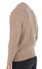 Balldiri 100% Kaschmir Herren Zopfpullover rundhals 12 - fädig - naturbraun - Balldiri