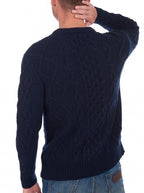Balldiri 100% Kaschmir Herren Zopfpullover rundhals 12 - fädig - nachtblau - Balldiri
