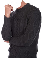 Balldiri 100% Kaschmir Herren Zopfpullover rundhals 12 - fädig - anthrazit - Balldiri