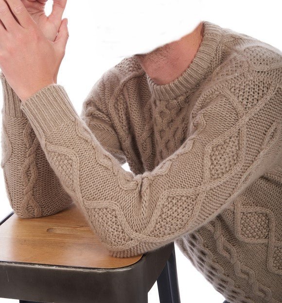Balldiri 100% Kaschmir Herren Zopfpullover rundhals 12 - fädig - naturbraun - Balldiri